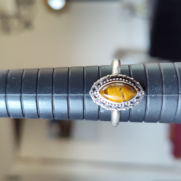 Tigers eye silver plated stone ring size 9.25